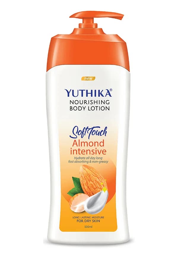 Yuthika Almond Body Lotion for Dry Skin, Non-Greasy, Fast Absorbing | 300ml Flip | Pack of 1 | Size: 550 gm By Yuthika